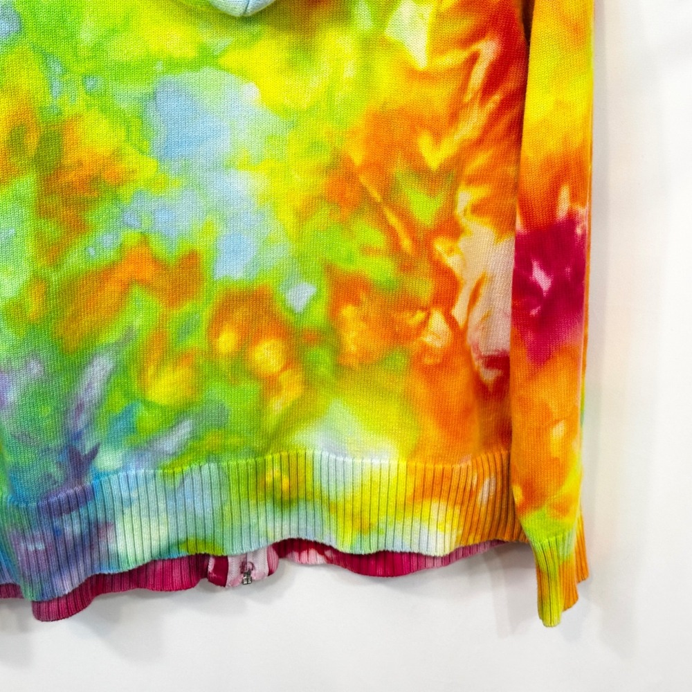 NorthStyle XL Jacket Handmade Tie Dye Cotton Knit Zip Up Hoodie Rainbow 1742 - Picture 11 of 12